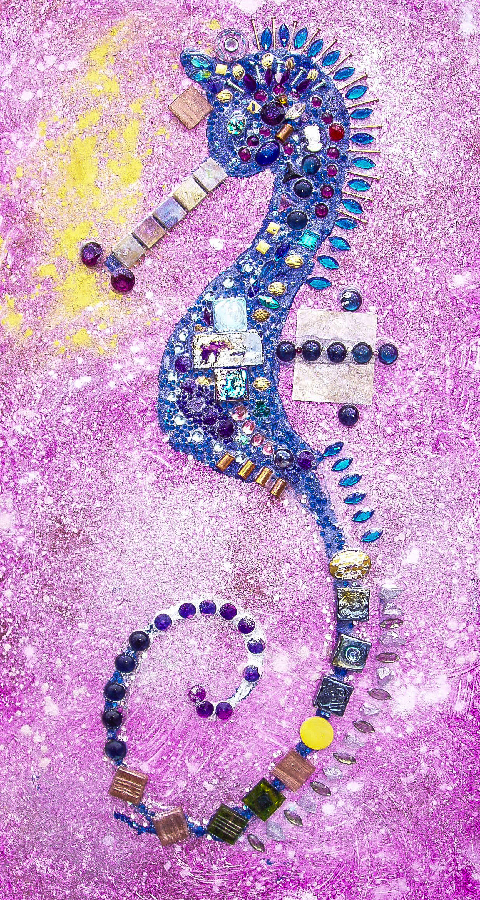 Blue Seahorse With Vintage Stones