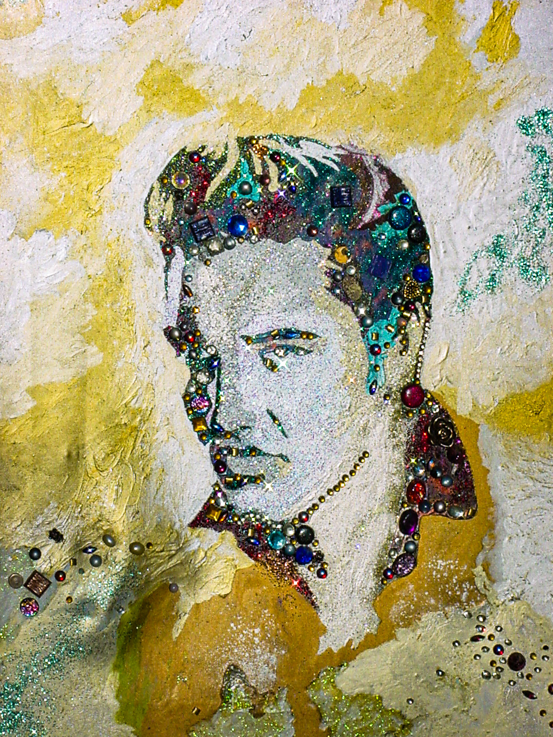 Elvis With Gold Background Glizzaic Style Can be commissioned bu