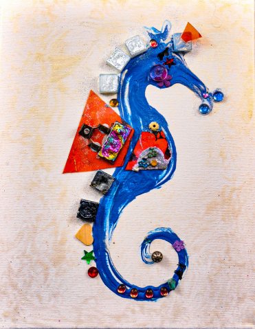 Seahorse With Orange Plastic