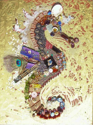 Seahorse In Golden Water